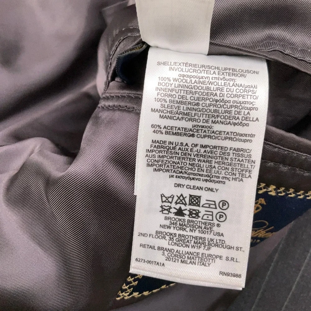 Brooks Brothers Blazer Mens 45R Gray Pinstripe 1818 Madison Estrato Italy VTG